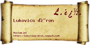Lukovics Áron névjegykártya