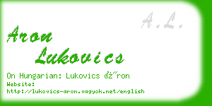 aron lukovics business card